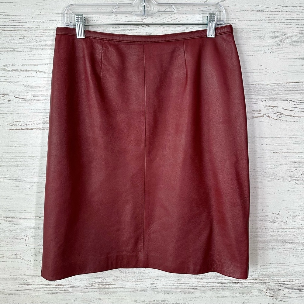 MIXIT Leather Midi Pencil Skirt 12 Red Oxblood Y2K